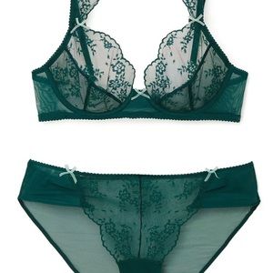 NWT Clera bra and panty from Adore Me, dark green